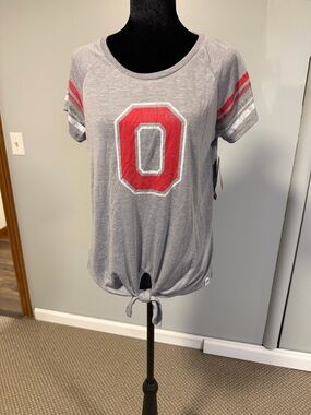 Ohio State Buckeyes Graphic Tie Front Tee Colosseum Gray Size S